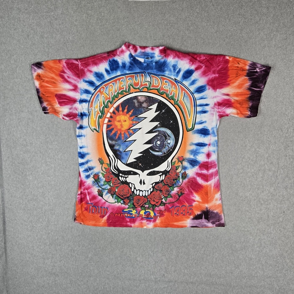 VINTAGE Grateful Dead Men Shirt OS Tie Dye Single Stitch 1995 Summer Tour